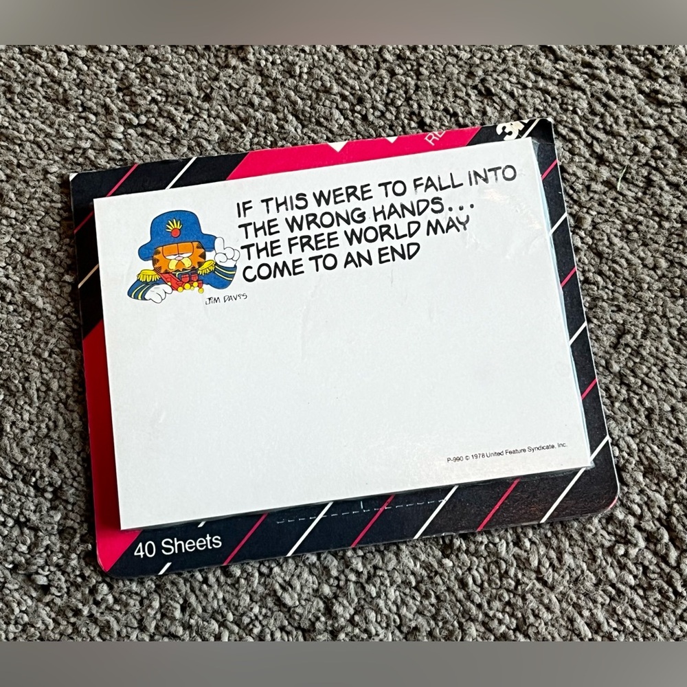 NEW Vintage 1978 Garfield Post-it Notes